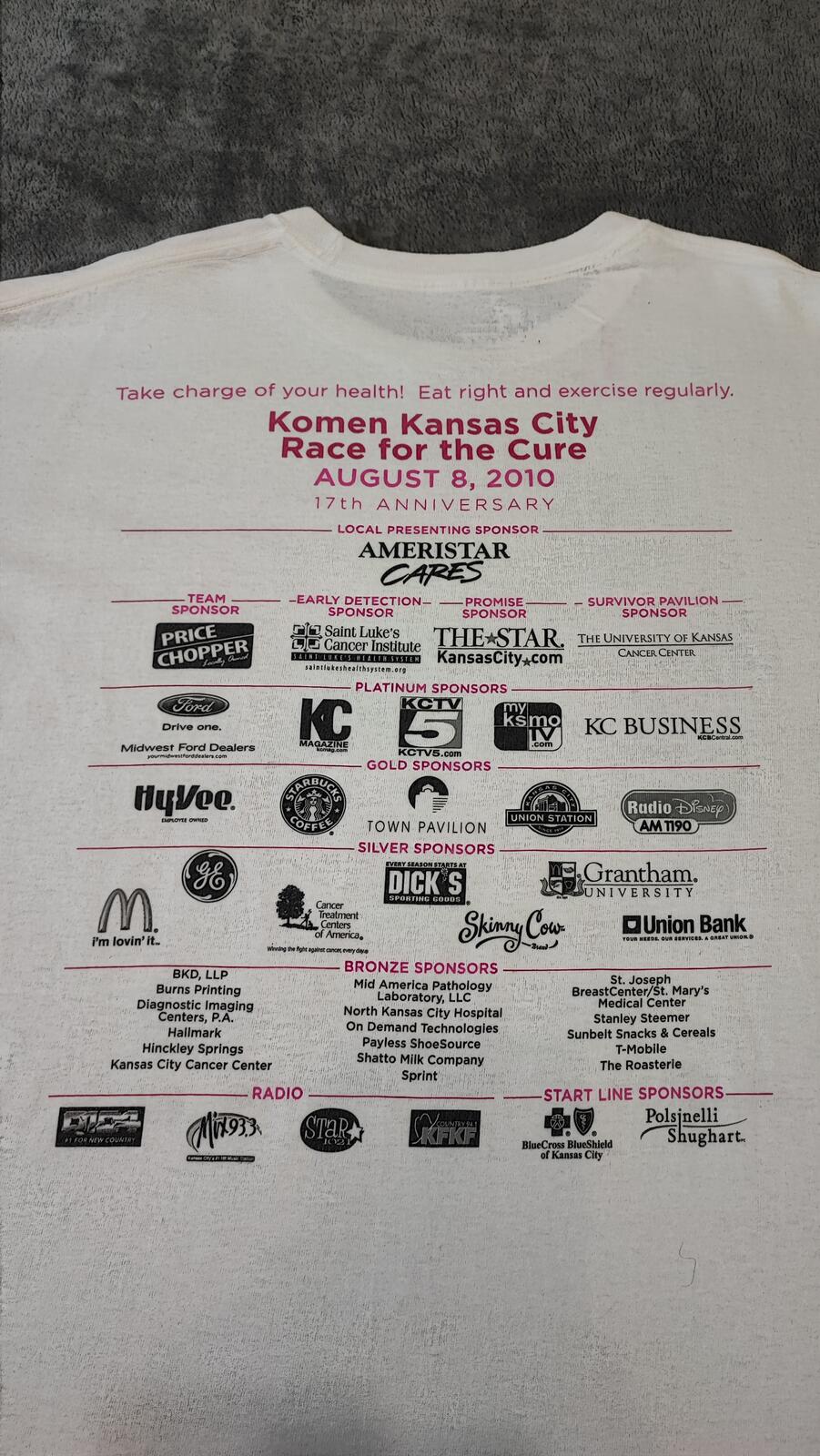 Vintage 2010 Race Cure Graphic T-Shirt White Retro Y2K Men's Size Large L