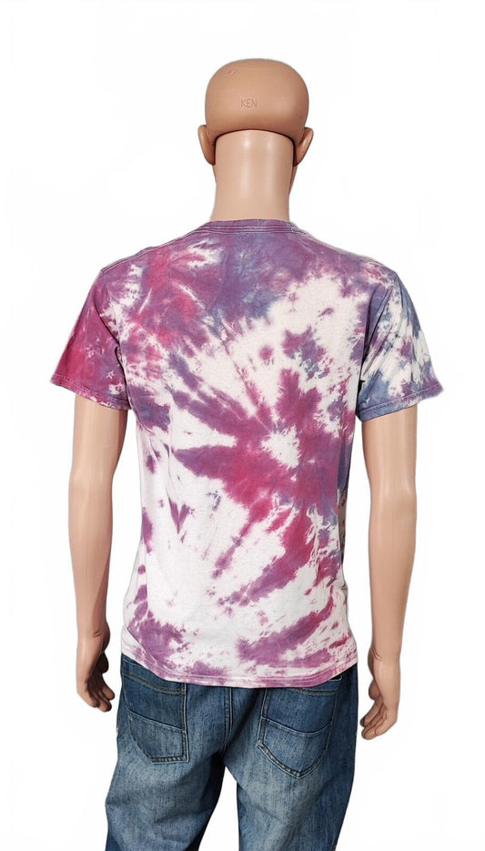 Vintage Hanes Tie Dye Graphic T-Shirt White Purple Retro 90s Men's Size Medium