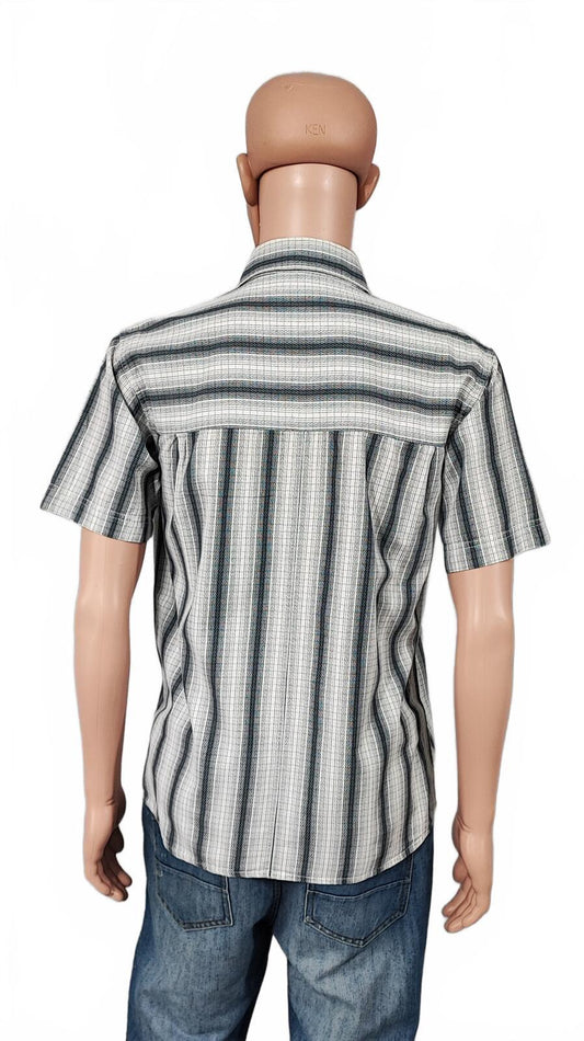 Vintage Wrangler Checked Short Sleeve Shirt White Black Retro 90s Men's Size M