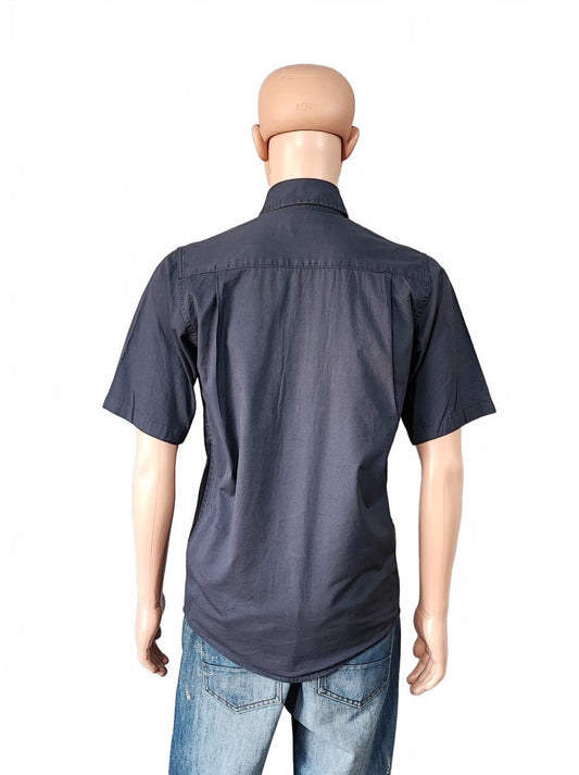 Vintage Wrangler Work Shirt Short Sleeve Navy Blue Utility Casual Men's Size S