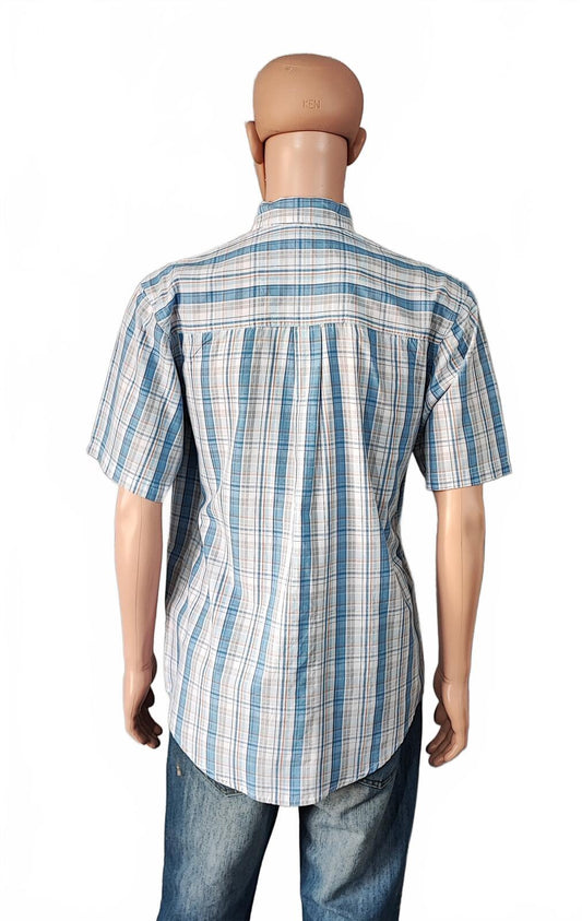 Vintage Wrangler Rugged Wear Checked Short Sleeve Shirt Retro 90s Men's Size L