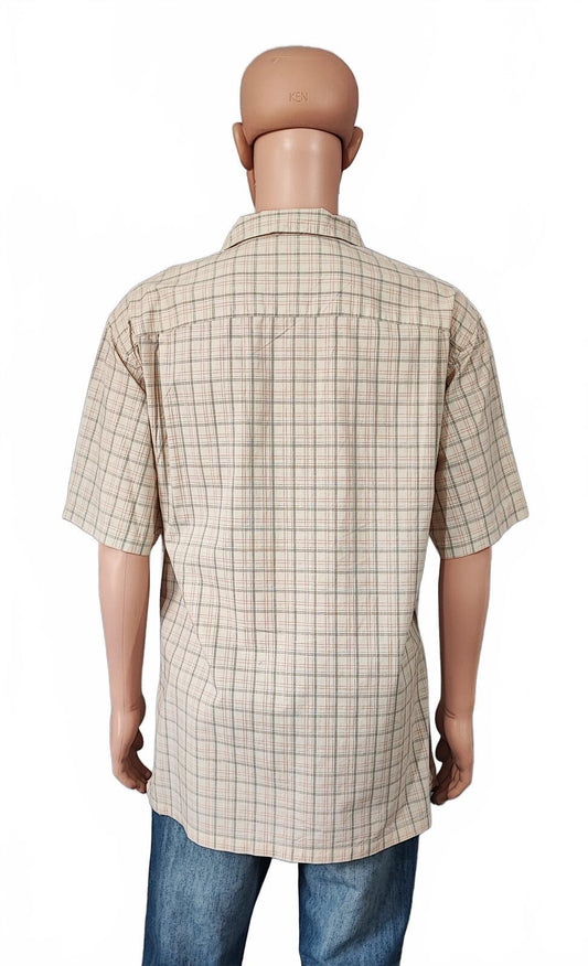 Vintage Columbia Checked Short Sleeve Shirt Tan Brown Plaid Men's Size XXL