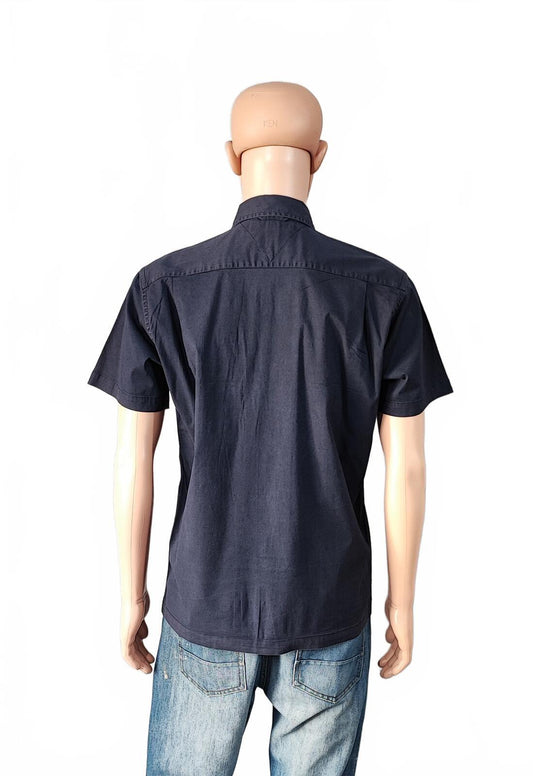 Vintage Tommy Hilfiger Checked Short Sleeve Shirt Blue Men's Size Large L