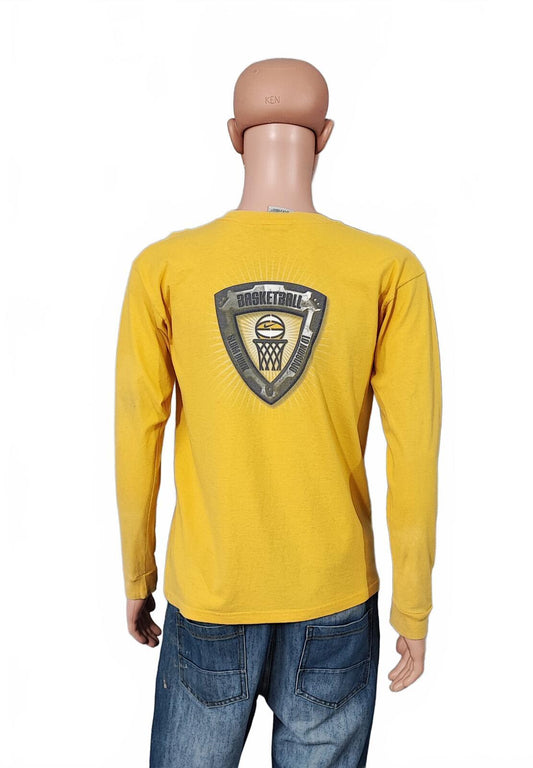 Vintage Nike Hoops League Graphic Long Sleeve T-Shirt Yellow Men's Size Medium