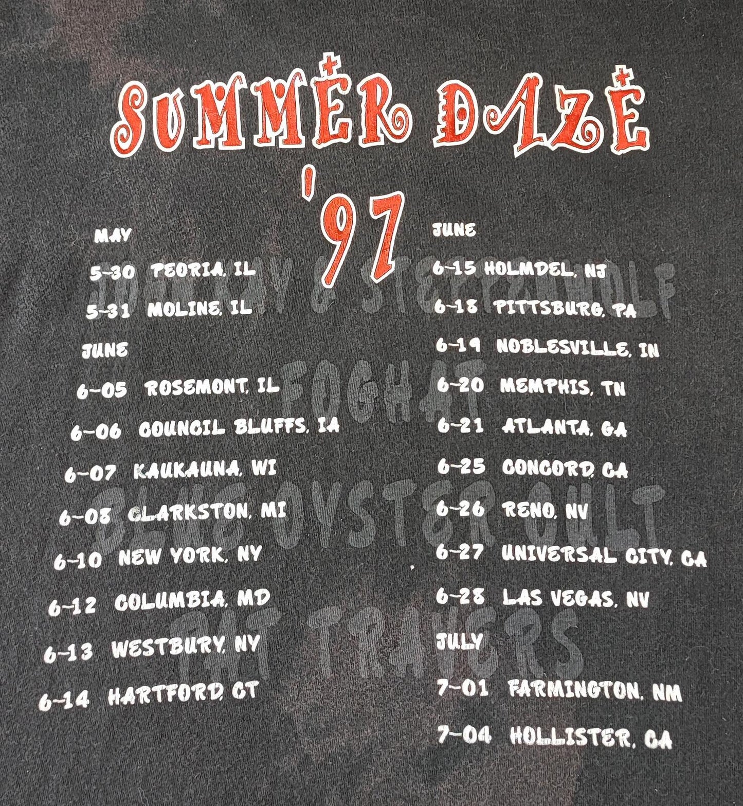 Vintage 1997 Steppenwolf Blue Öyster Cult T-Shirt Tour Band Tee Men's Size L