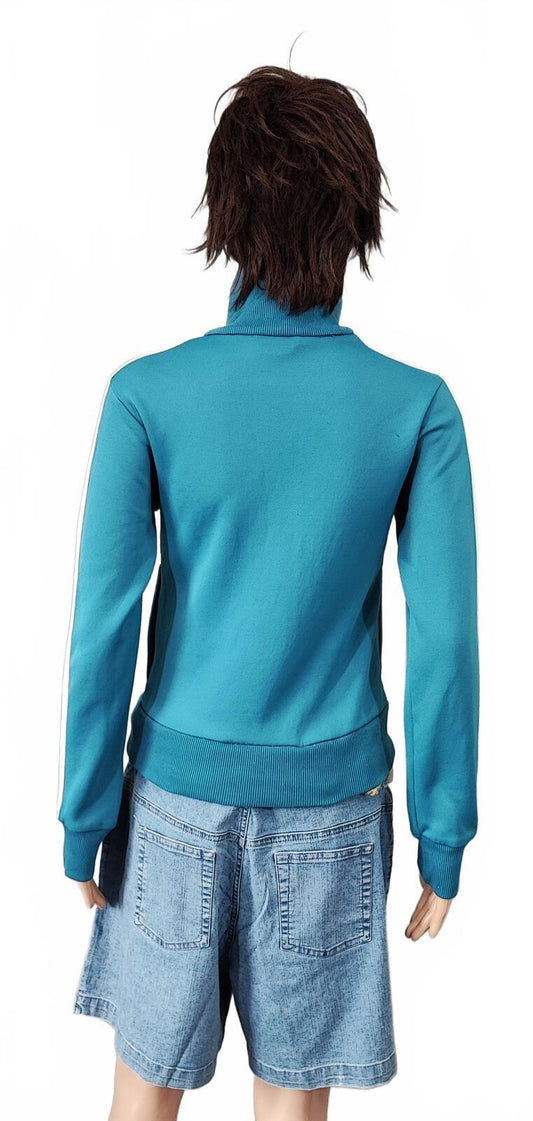 Vintage Puma Blue Green Colour Block Zip Track Jacket Women Size UK 6 XS