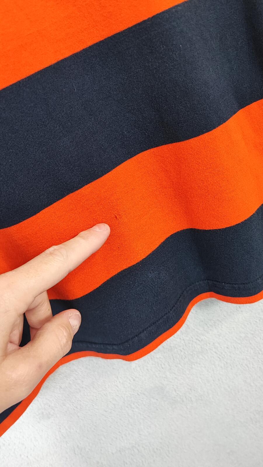 Vintage Abercrombie & Fitch Kids Striped Polo Shirt Orange Black Y2K Youth L 14