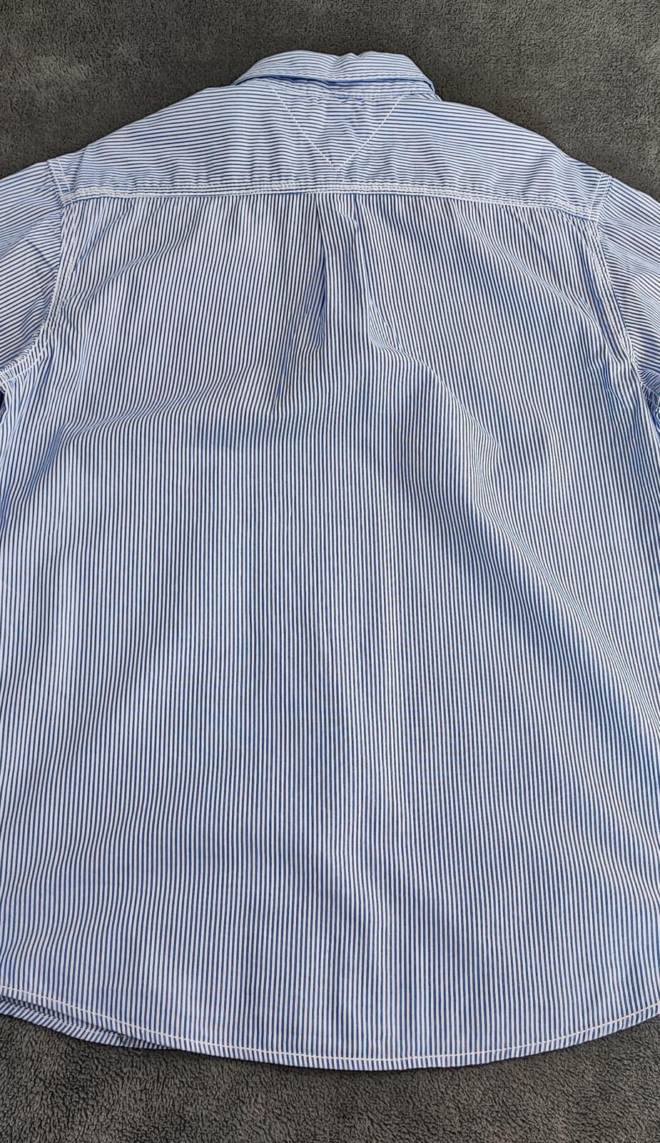 Vintage Tommy Hilfiger Striped Long Sleeve Shirt Blue White Classic Preppy M