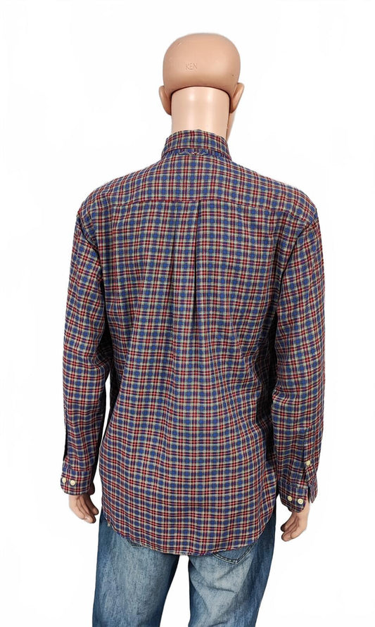 Vintage Tommy Hilfiger Checked Long Sleeve Plaid Preppy Shirt Blue Men's Size XL