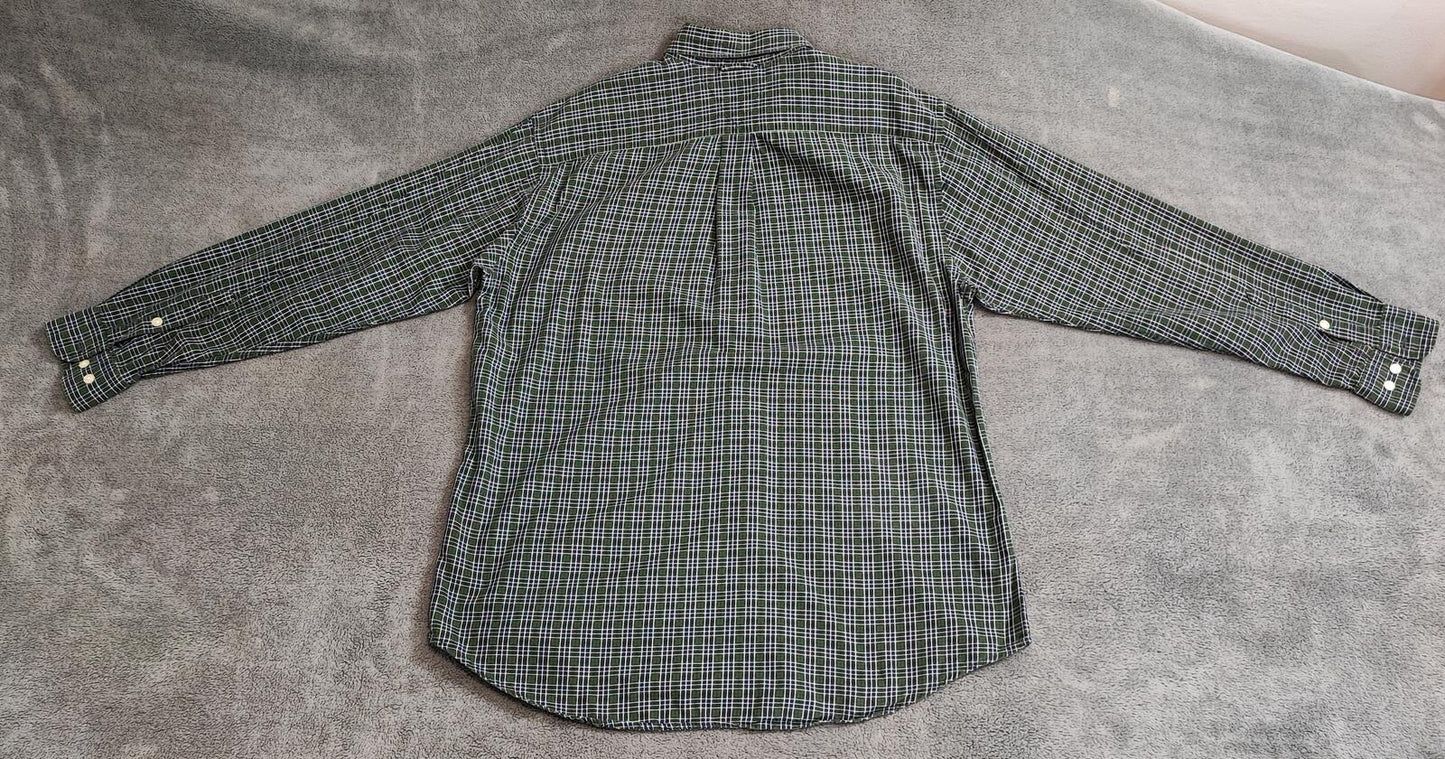 Vintage Tommy Hilfiger Crest Checked Long Sleeve Shirt Green Navy Men's Size L