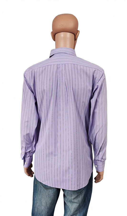 Vintage Chaps Striped Long Sleeve Shirt White Purple Men's Size Large L