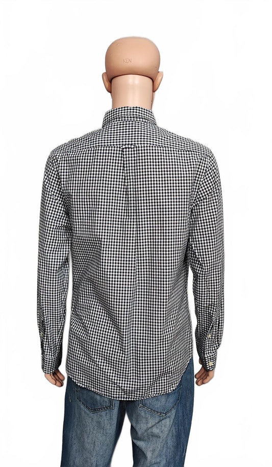 Timberland Gingham Checked Long Sleeve Preppy Casual Shirt Navy Men Size Large