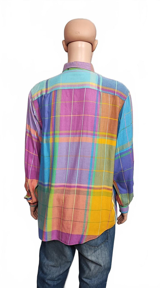 Vintage Nautica Checked Long Sleeve Plaid Oversized Streetwear Shirt Blue XXL