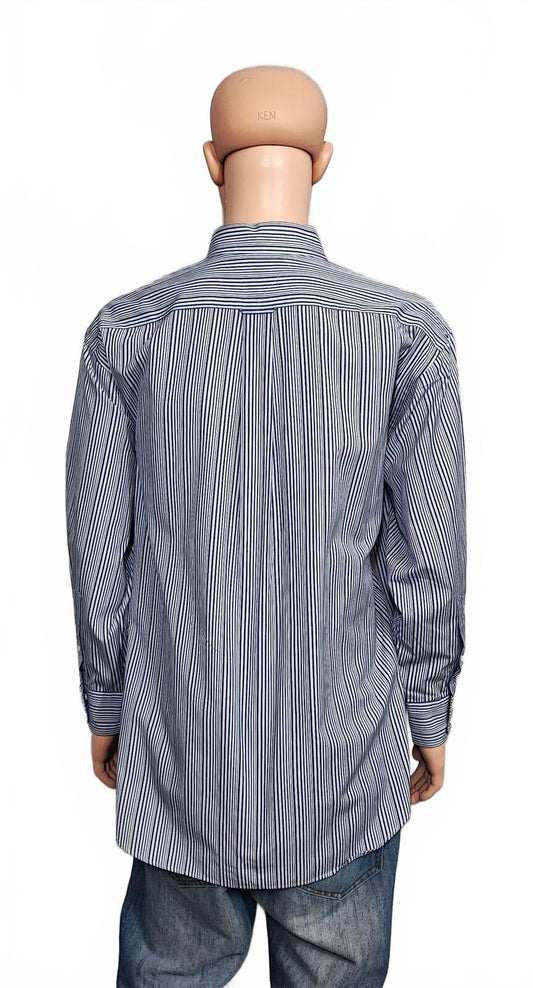 Vintage Tommy Hilfiger Striped Long Sleeve Lifetime Collar Shirt Blue Men Size XXL