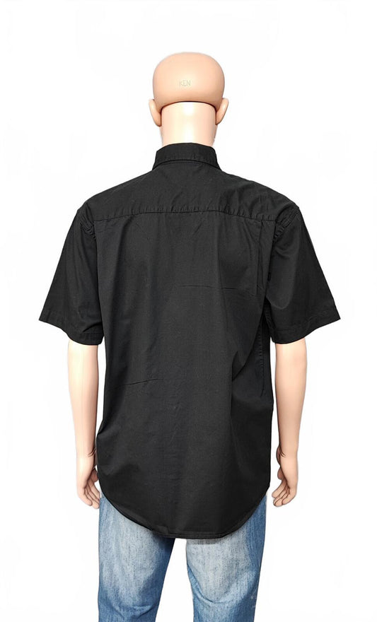Vintage Wrangler Plain Work Short Sleeve Shirt Black Men's Size Large L