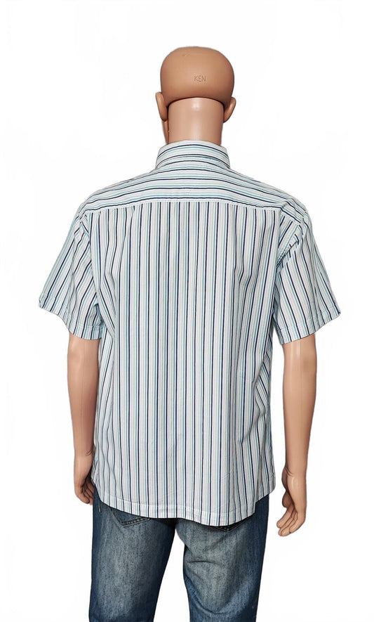 Vintage Tommy Hilfiger Checked Short Sleeve Shirt Blue White Men's Size XL