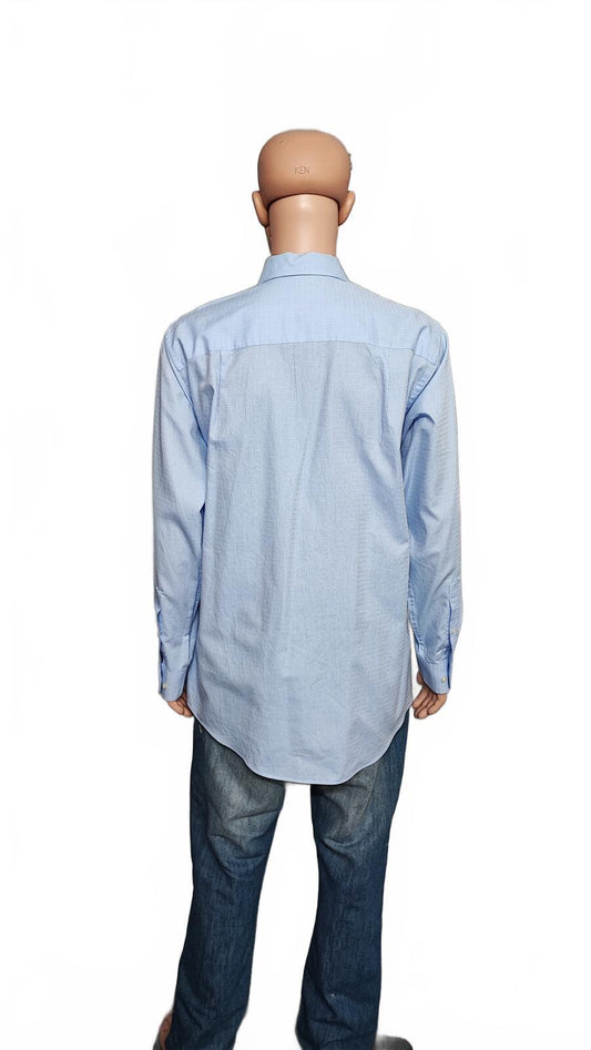 Vintage Calvin Klein Textured Long Sleeve Shirt Light Blue Men's Size Large L