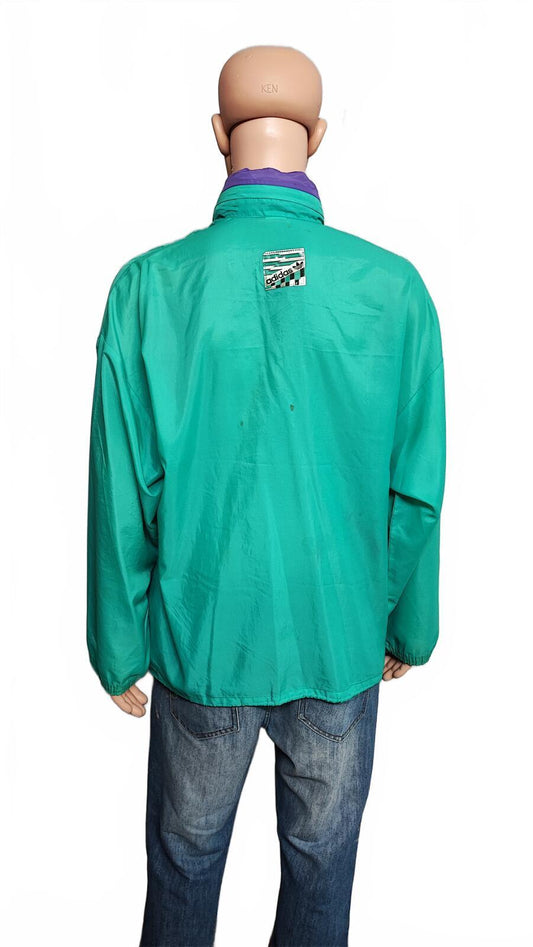 Vintage adidas Plain Green Long Sleeve Hoodless Windbreaker Jacket Men Size XL
