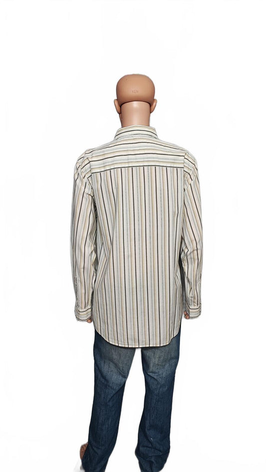 Vintage Timberland Striped Long Sleeve Shirt Cream Tan Men's Size XXL