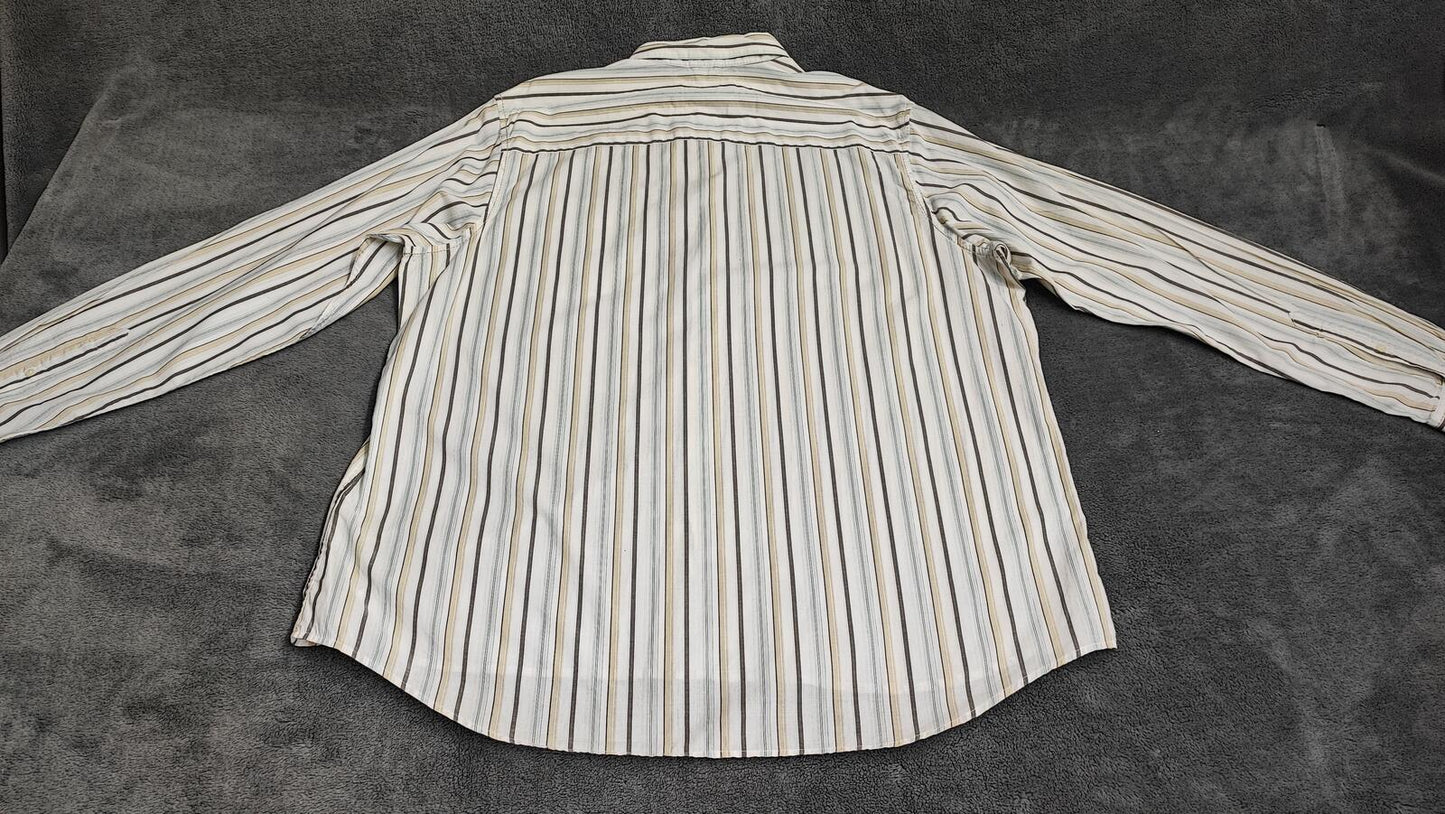 Vintage Timberland Striped Long Sleeve Shirt Cream Tan Men's Size XXL