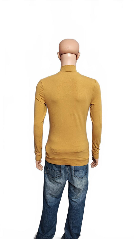 Vintage Asos Design Plain Mustard Yellow Crewneck Long Sleeve Top Men Size Small