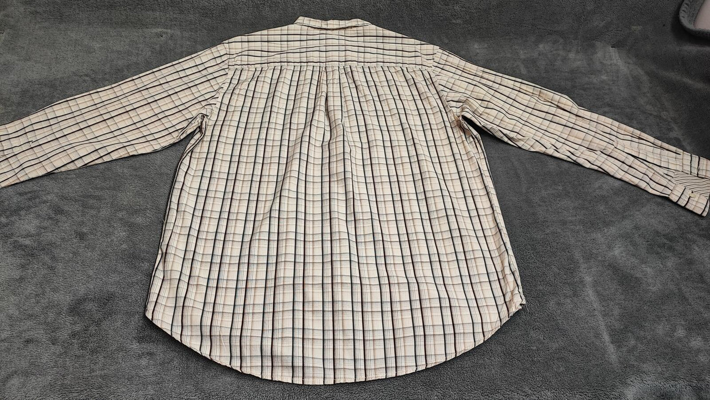 Vintage Old Navy Checked Long Sleeve Preppy Shirt Beige Men Size XL
