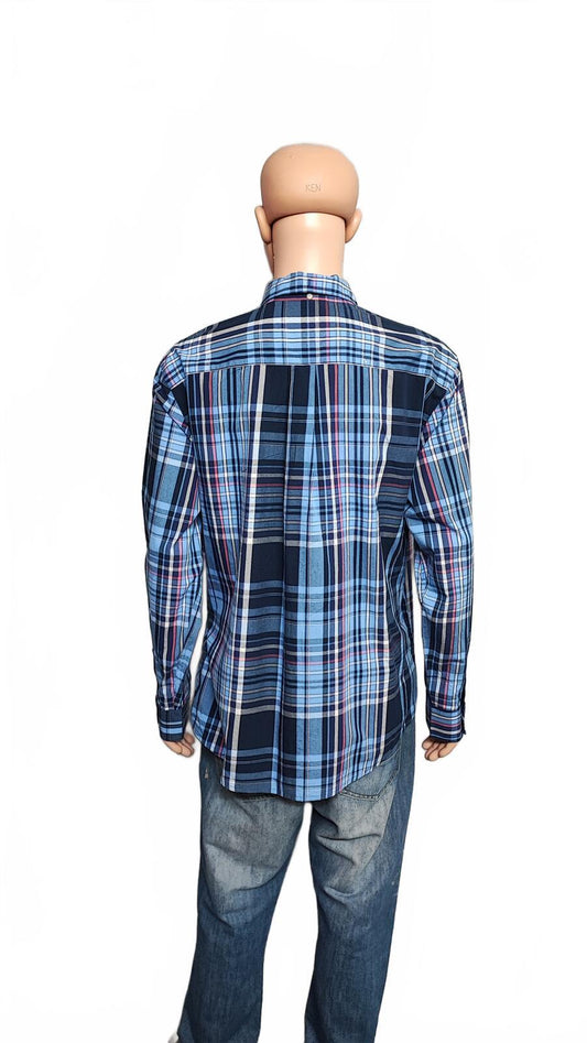 Vintage Chaps Checked Long Sleeve Shirt Blue Red Men's Size XXL