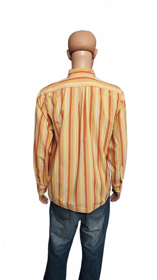 Vintage Gap Striped Long Sleeve Grunge Skater Casual Shirt Orange Men's Size XL