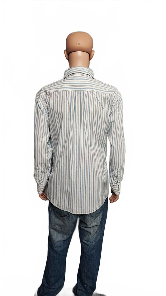 Vintage Old Navy Striped Long Sleeve Shirt Light Blue White Men's Size XL
