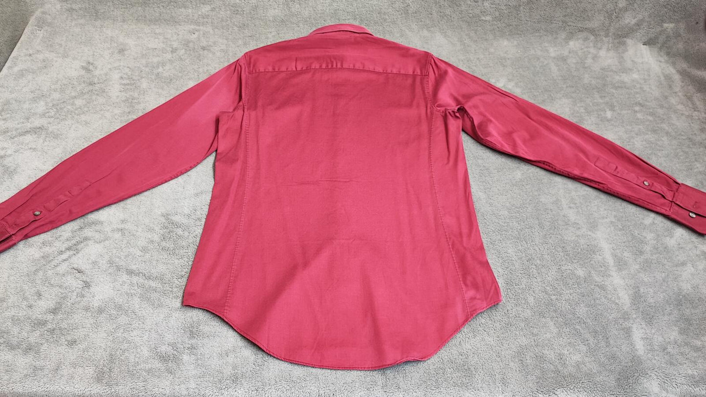 Vintage Calvin Klein Plain Long Sleeve Shirt Burgundy Men's Size Small S