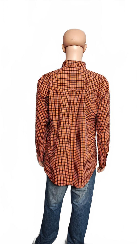 Vintage Chaps Striped Long Sleeve Shirt Orange Blue Men's Size XXL Big & Tall