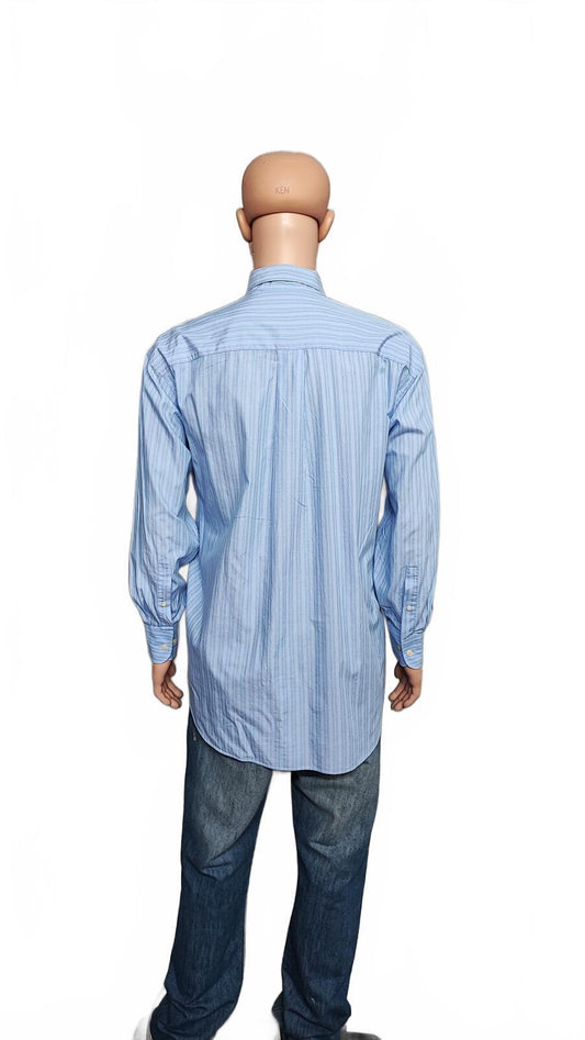 Vintage Nautica Striped Long Sleeve Shirt Blue White Men's Size XXL