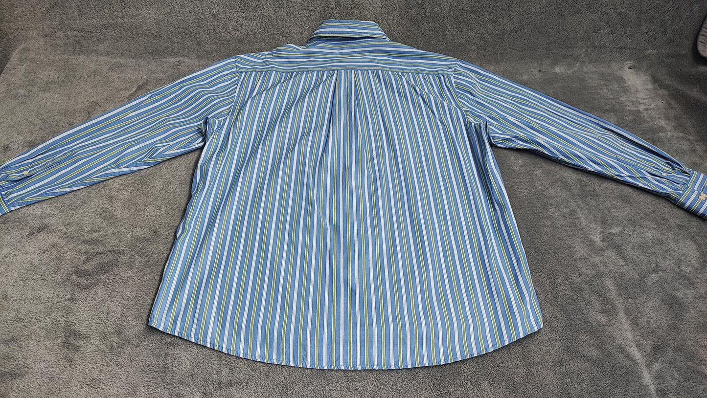 Vintage Old Navy Striped Long Sleeve Grunge Skater Casual Shirt Blue Men Size XL