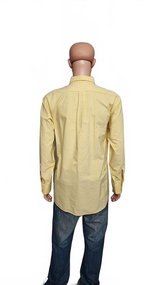 Vintage Chaps Long Sleeve Crest Logo Preppy Casual Shirt Pale Yellow Men's XXL