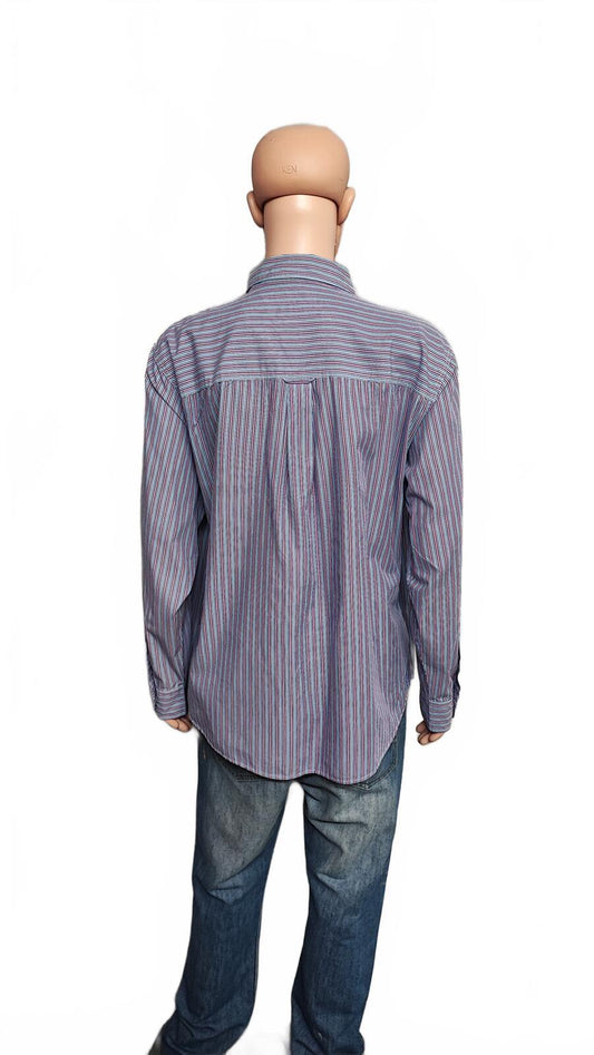 Vintage Chaps Striped Long Sleeve Shirt Blue Purple Men's Size XXL Big & Tall