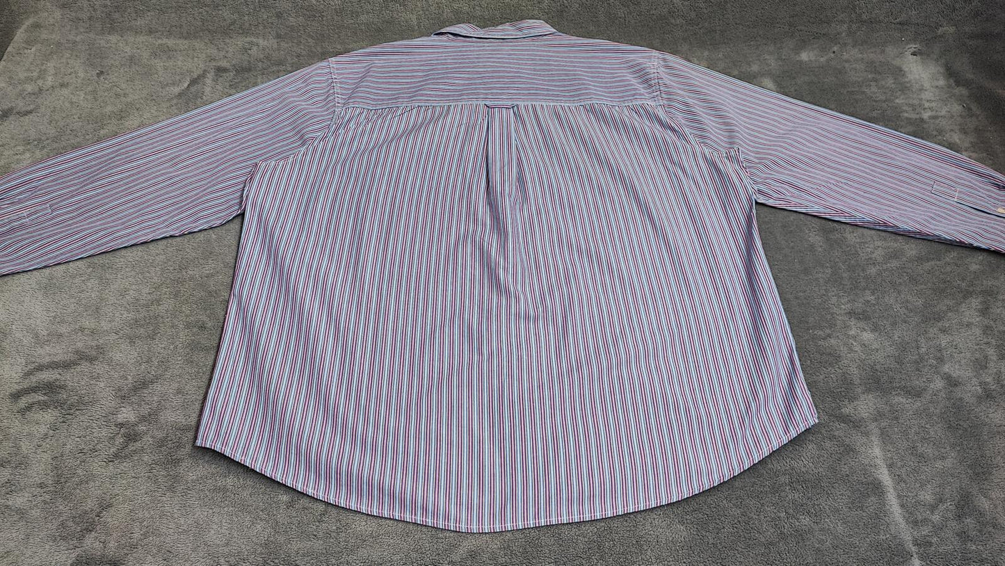 Vintage Chaps Striped Long Sleeve Shirt Blue Purple Men's Size XXL Big & Tall