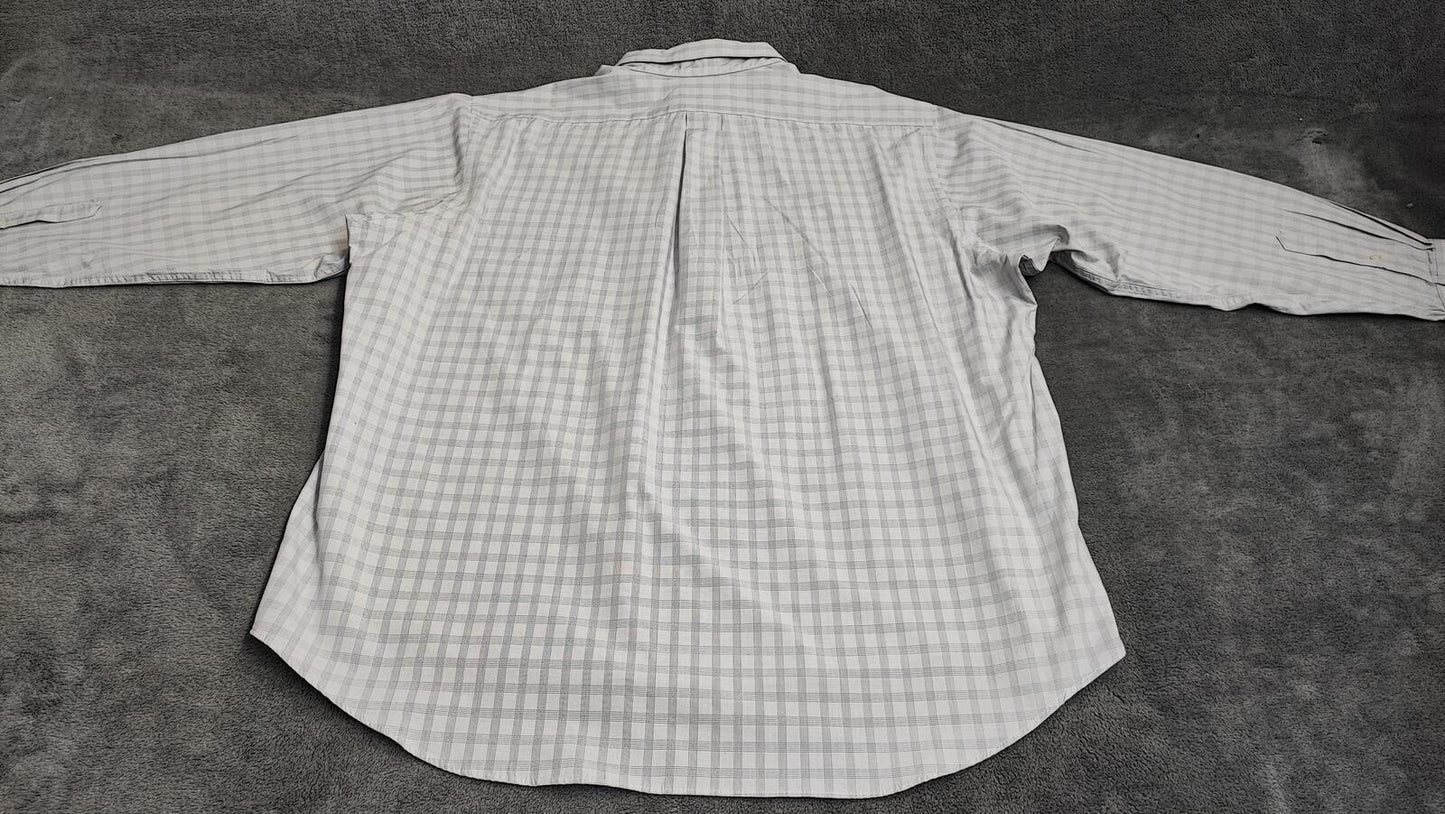 Vintage Chaps Striped Long Sleeve Shirt Grey White Men's Size XXL