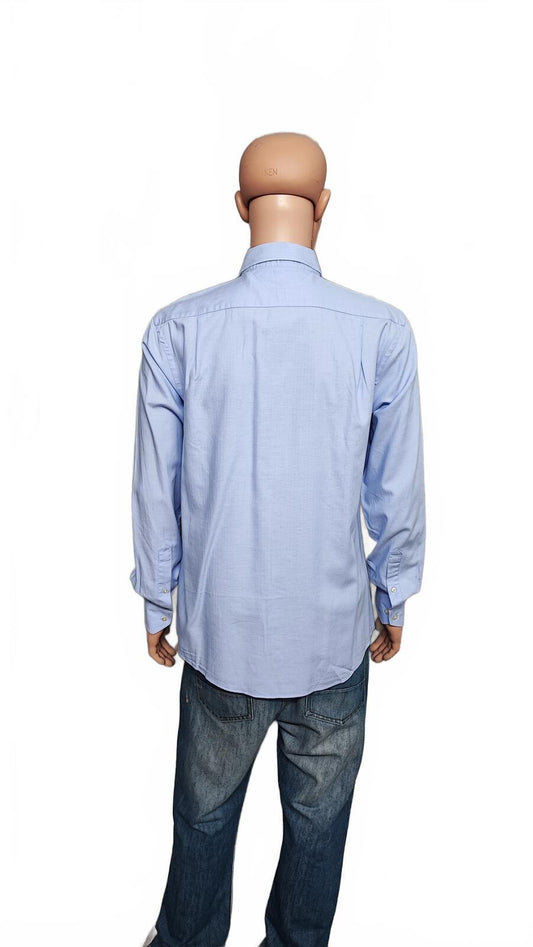 Vintage Tommy Hilfiger Plain Blue Long Sleeve Oxford Preppy Shirt Men Size Large