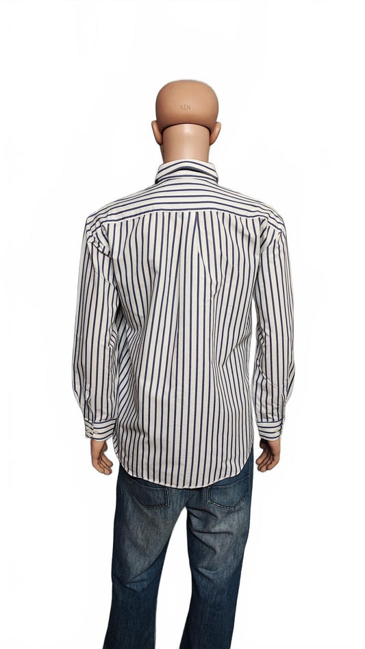 Vintage Daks London Striped Long Sleeve Luxury Heritage Shirt White Men's XL
