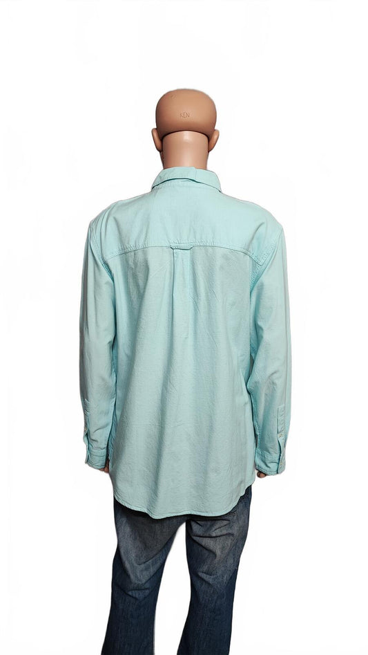 Vintage Chaps Mint Green Shirt XXL Pastel Cotton Long Sleeve Preppy 90s Retro
