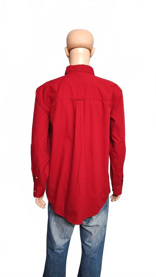 Vintage Chaps Plain Long Sleeve Button Down Smart Casual Shirt Red Men's Size XL