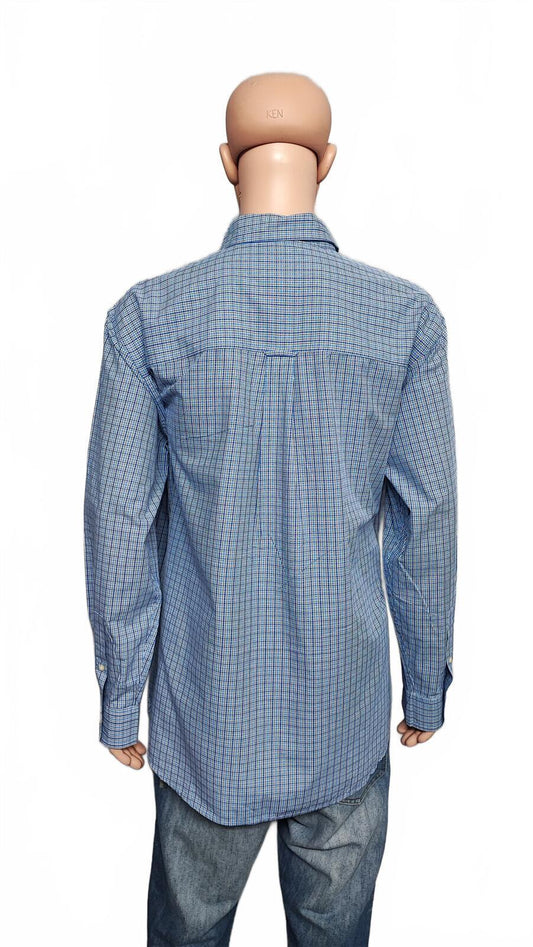 Vintage Chaps Checked Long Sleeve Shirt Blue White Men's Size XXL
