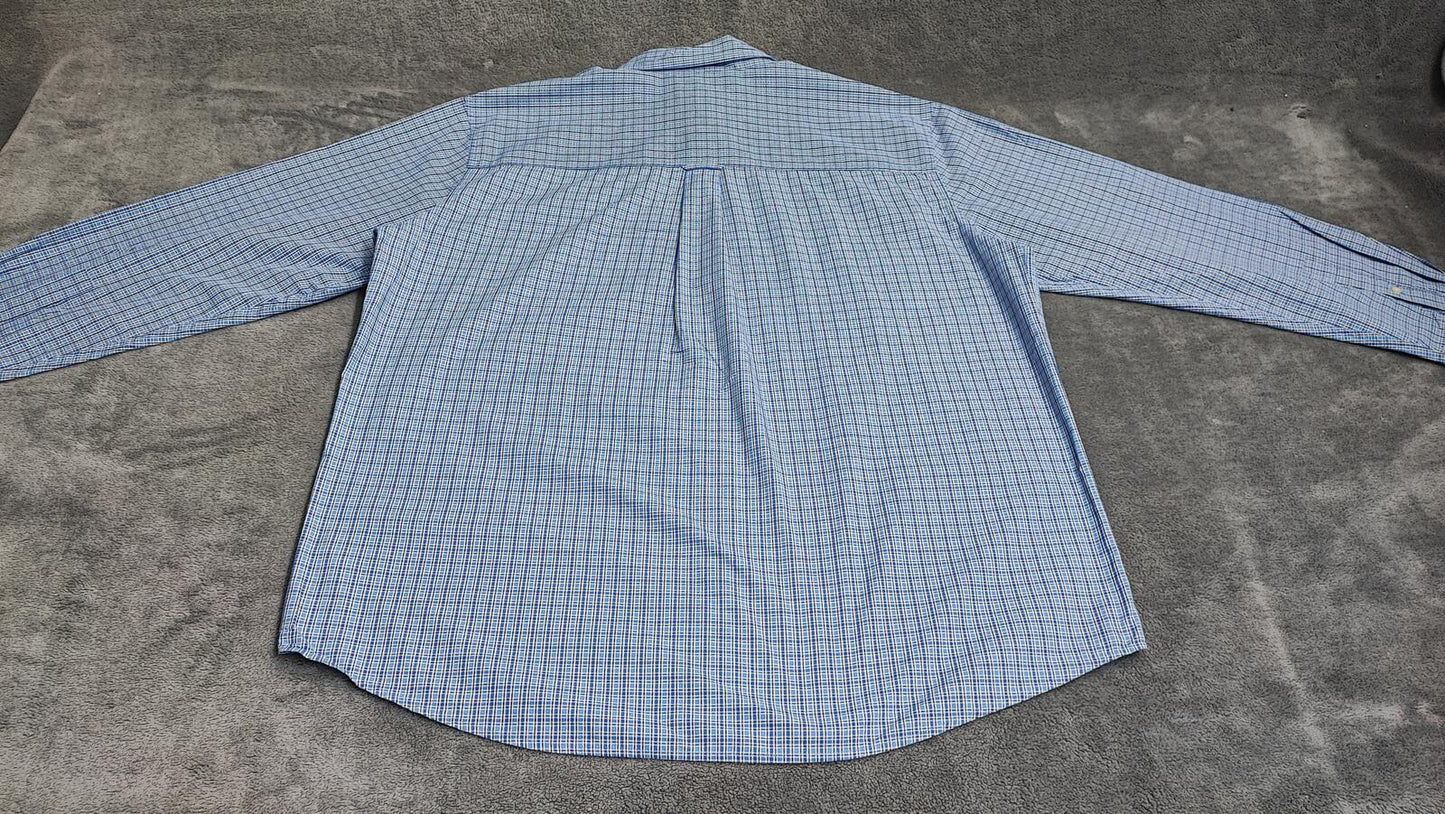 Vintage Chaps Checked Long Sleeve Shirt Blue White Men's Size XXL