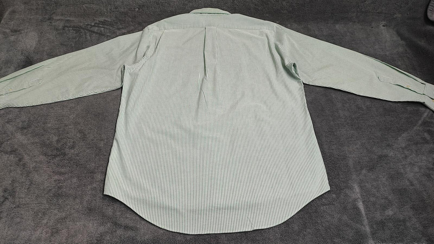 Vintage Chaps Striped Long Sleeve Shirt Mint Green White Men's Size XL