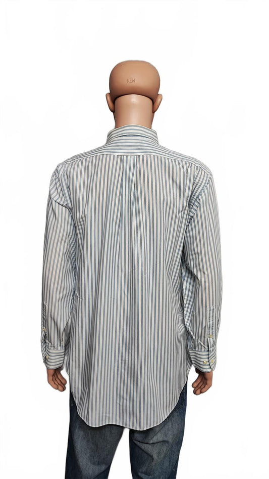 Vintage Chaps Striped Long Sleeve Shirt Sky Blue White Men's Size XXL
