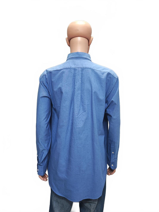 Vintage Chaps Blue Oxford Shirt XXL Long Sleeve Cotton Preppy Retro Y2K Dad Shirt