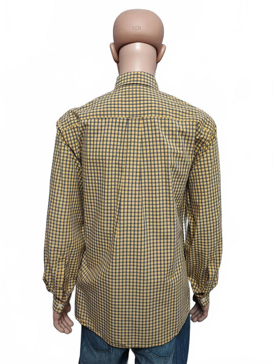 Vintage Nautica Checked Long Sleeve Plaid Lumberjack Shirt Yellow Men Size Large
