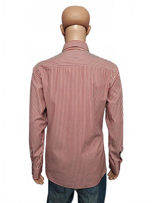 Vintage Tommy Hilfiger Striped Long Sleeve Heritage Crest Shirt Red Men's Large