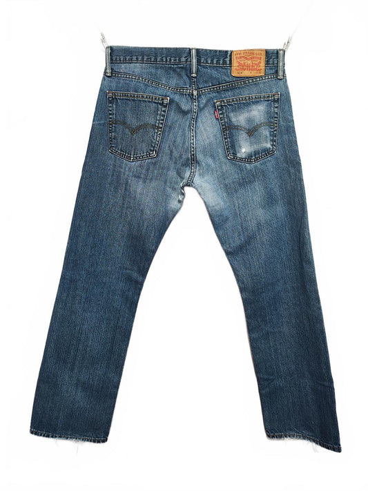 Vintage Levi's 514 Straight Leg Jeans Faded Navy Blue Grunge Skater Men's W34 L32