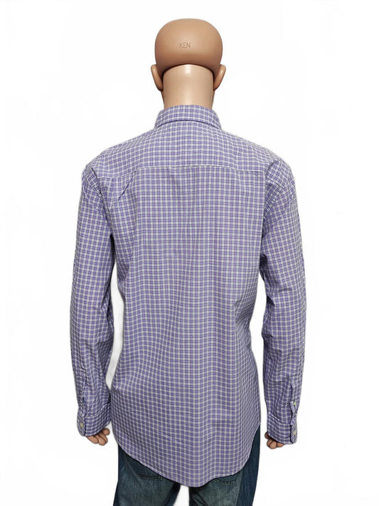 Vintage Tommy Hilfiger Checked Long Sleeve 2-Ply Cotton Shirt Purple Men Size XL